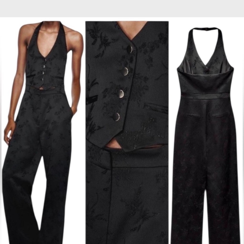 Zara Black Floral Jumpsuit